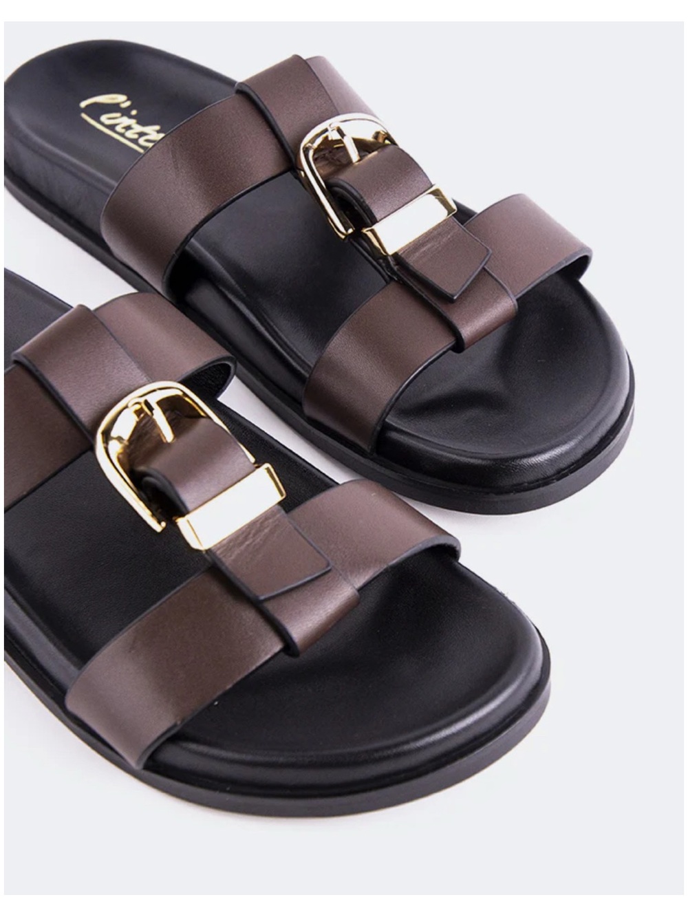 Sandals - Double Strap Buckle Slide - 7.5/38